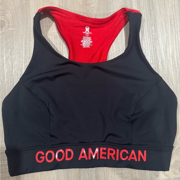 Good American Other - Good American Black Sports Bra with Red Accents